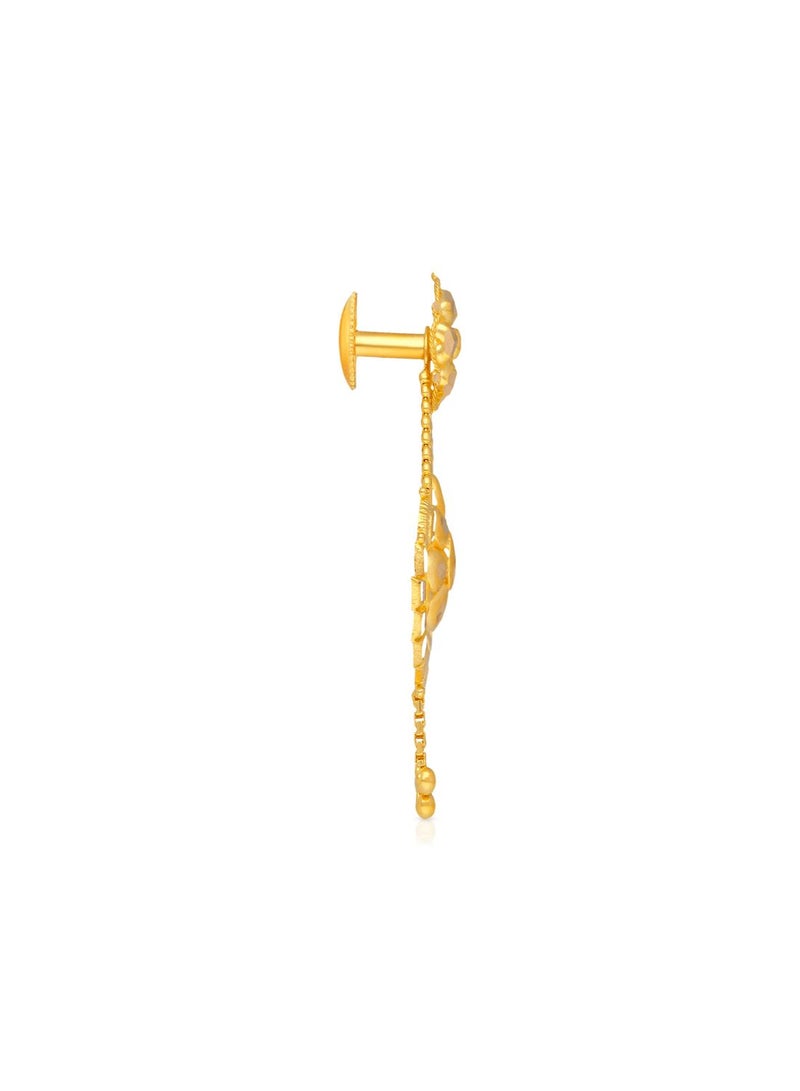 Malabar Gold and Diamonds أقراط نسائية بتصميم دائرية من الذهب عيار 22 قيراط 916 - Image 2