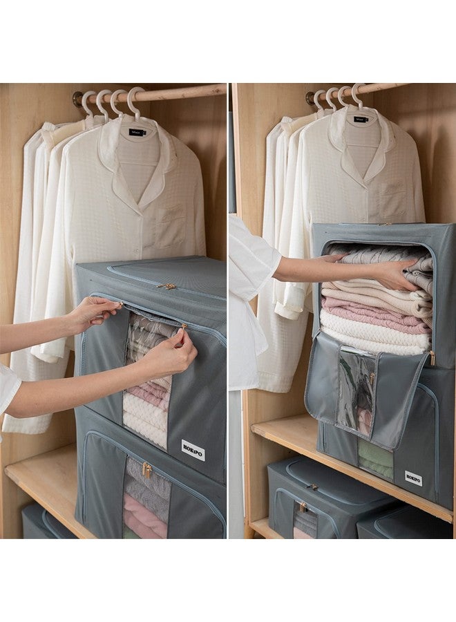 HOKIPO 600D Oxford Fabric Stackable Cloth Organiser Storage Box, Grey 24L- Pack of 2 (AR-4731-GRY*2, 50x40 cm, 50x40 cm) - Image 5