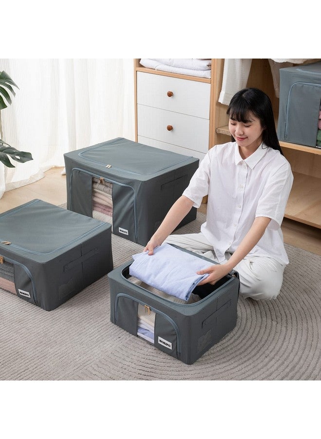 HOKIPO 600D Oxford Fabric Stackable Cloth Organiser Storage Box, Grey 24L- Pack of 2 (AR-4731-GRY*2, 50x40 cm, 50x40 cm) - Image 4