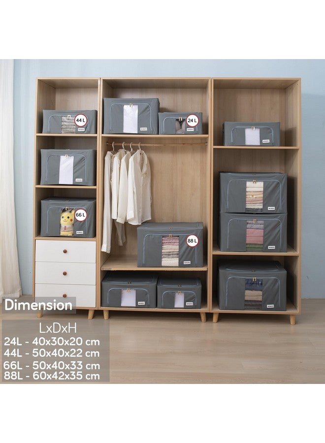 HOKIPO 600D Oxford Fabric Stackable Cloth Organiser Storage Box, Grey 24L- Pack of 2 (AR-4731-GRY*2, 50x40 cm, 50x40 cm) - Image 3