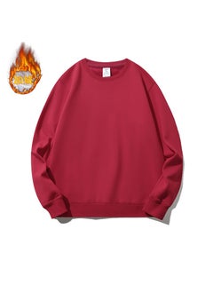 Generic 2023 Mens Thickened Fleece Sweatshirt Round Neck Winter Coat White  - Image 2
