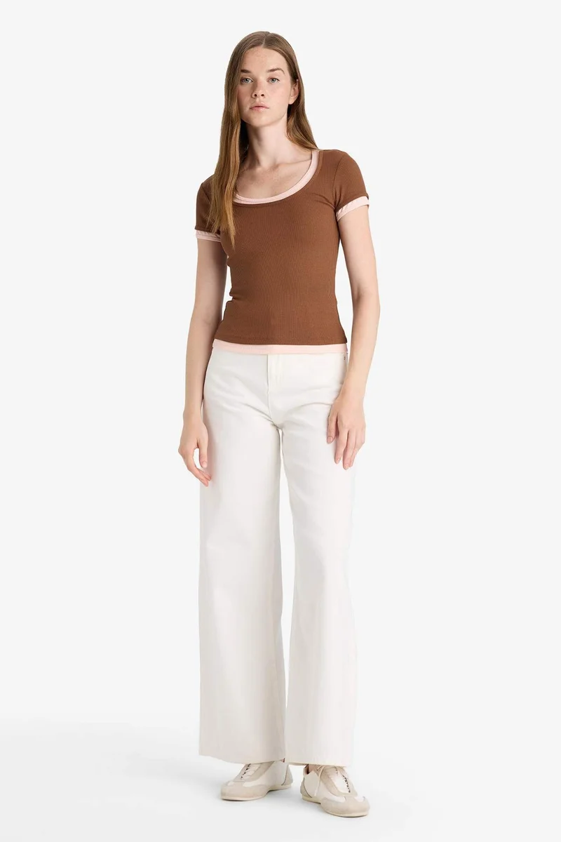 Defacto U Collar Camisole Short Sleeve T-Shirt