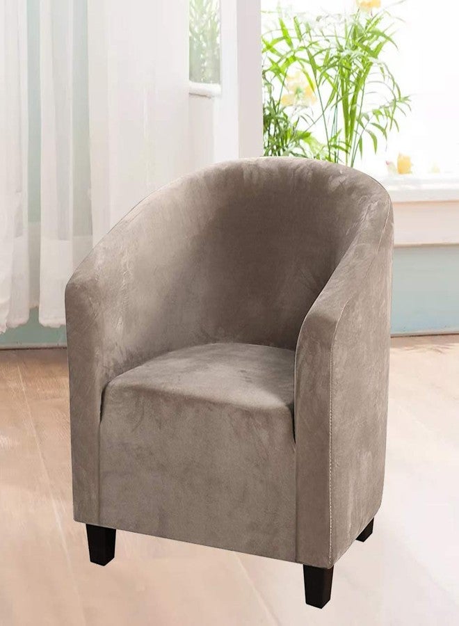 MIFXIN Tub Chair Slipcover Velvet High Stretch Club Chair Cover Spandex Elastic Armchair Couch Cover Sofa Furniture Protector for Living Room Hotel Bar Counter (Camel) - Image 2