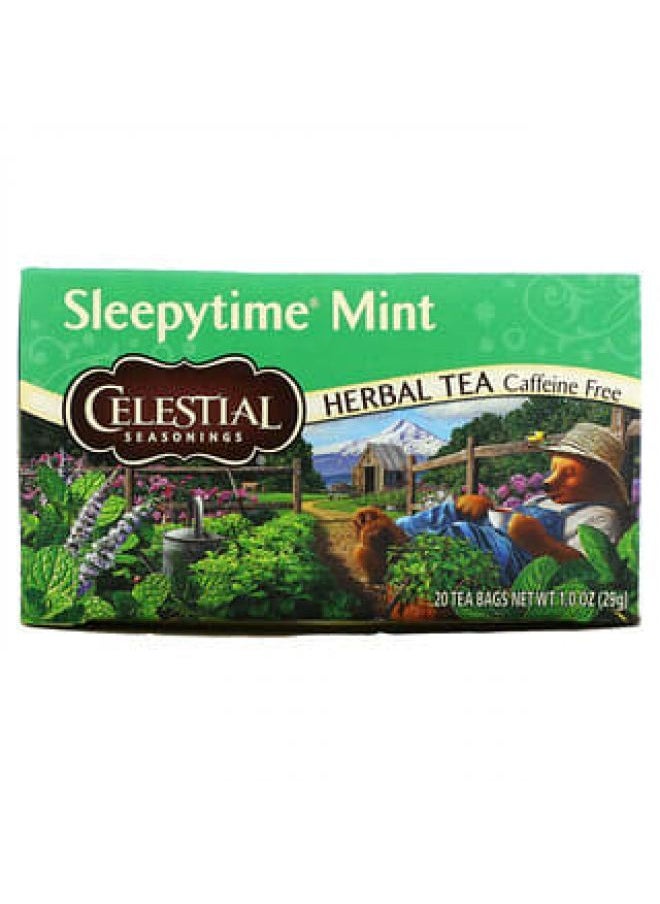 CELESTIAL SEASONINGS Celestial Seasonings، شاي الأعشاب، نعناع وقت النوم، خالٍ من الكافيين، 20 كيس شاي، 1.0 أونصة (29 جم)  - Image 3