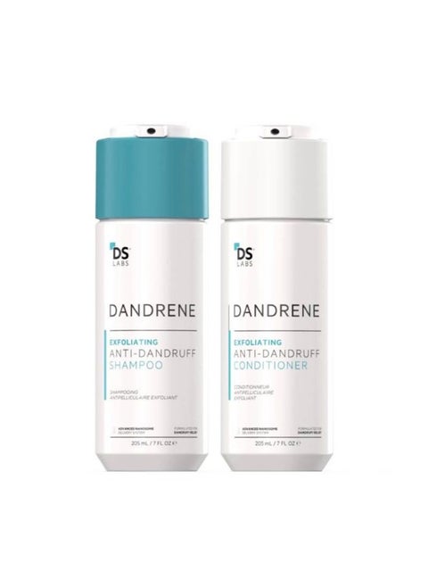 DS Labs Dandrene Dandruff Shampoo and Conditioner Set- Exfoliating, Loosens Flakes, Dry Itchy Scalp, Oil Control, Moisturizing, Seborrheic Dermatitis & Psoriasis Cleansing, 205mL