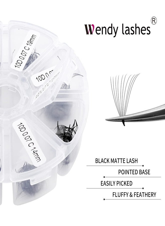 WENDY LASHES Volume Lash Extensions 10D Premade Fans Eyelash Extensions 500 PCS 0.07mm 13-20mm Mixed C/D Curl Short Stem Premade Volume Eyelash Extensions Pointed Base Fans(500PCS-10D-0.07-C, 13-20mm Mixed Tray) - Image 4