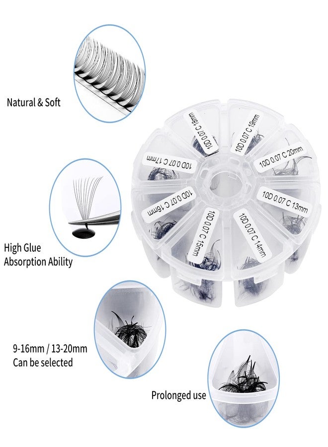 WENDY LASHES Volume Lash Extensions 10D Premade Fans Eyelash Extensions 500 PCS 0.07mm 13-20mm Mixed C/D Curl Short Stem Premade Volume Eyelash Extensions Pointed Base Fans(500PCS-10D-0.07-C, 13-20mm Mixed Tray) - Image 3