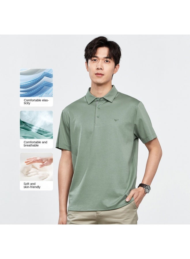 Septwolves Comfortable And Breathable】summer Casual Breathable Solid Color Cool-feel Short Sleeve Polo Shirt - Image 2