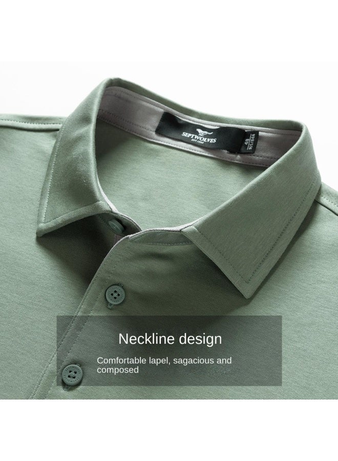 Septwolves Comfortable And Breathable】summer Casual Breathable Solid Color Cool-feel Short Sleeve Polo Shirt - Image 3