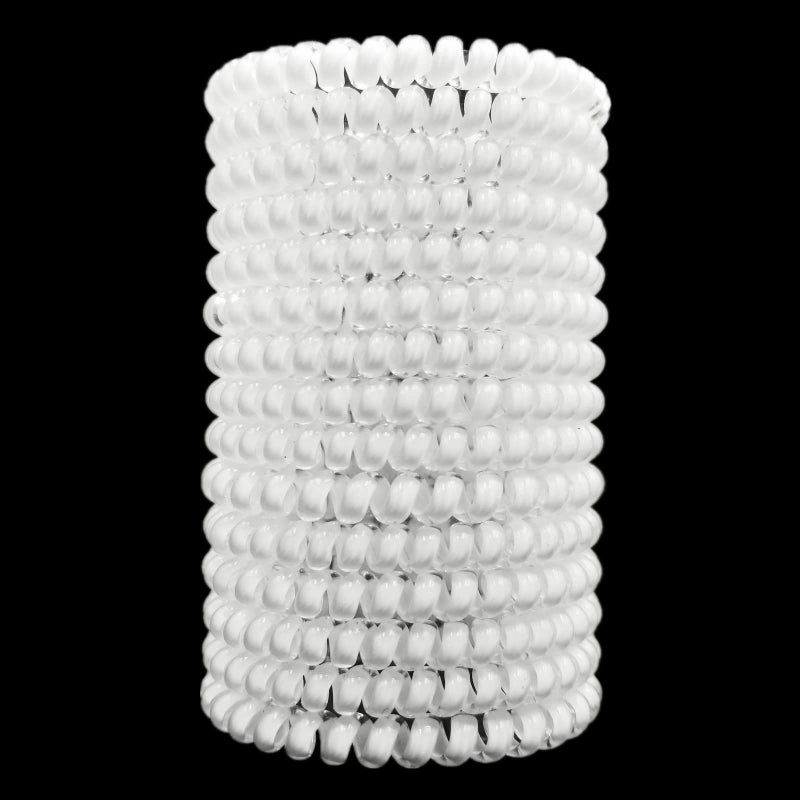 Hodooly 15 Pcs Spiral Hair Ties No Crease Telephone Cord Plastic Hair Coils in White