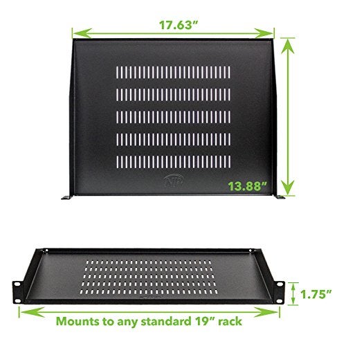 NavePoint Cantilever Server Shelf Vented Shelves Rack Mount 19 Inch 1U Black 14 Inches (350mm) deep - Image 2