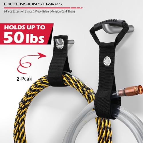 SEDY 64" Heavy Duty Garage Storage Tool Organizer Wall Mount - Tool Rack with Adjustable Hooks, Anti-Rust, 300lbs Capacity - Easy Installation (4 Racks, 10 Hooks, 3 Straps) - Image 5