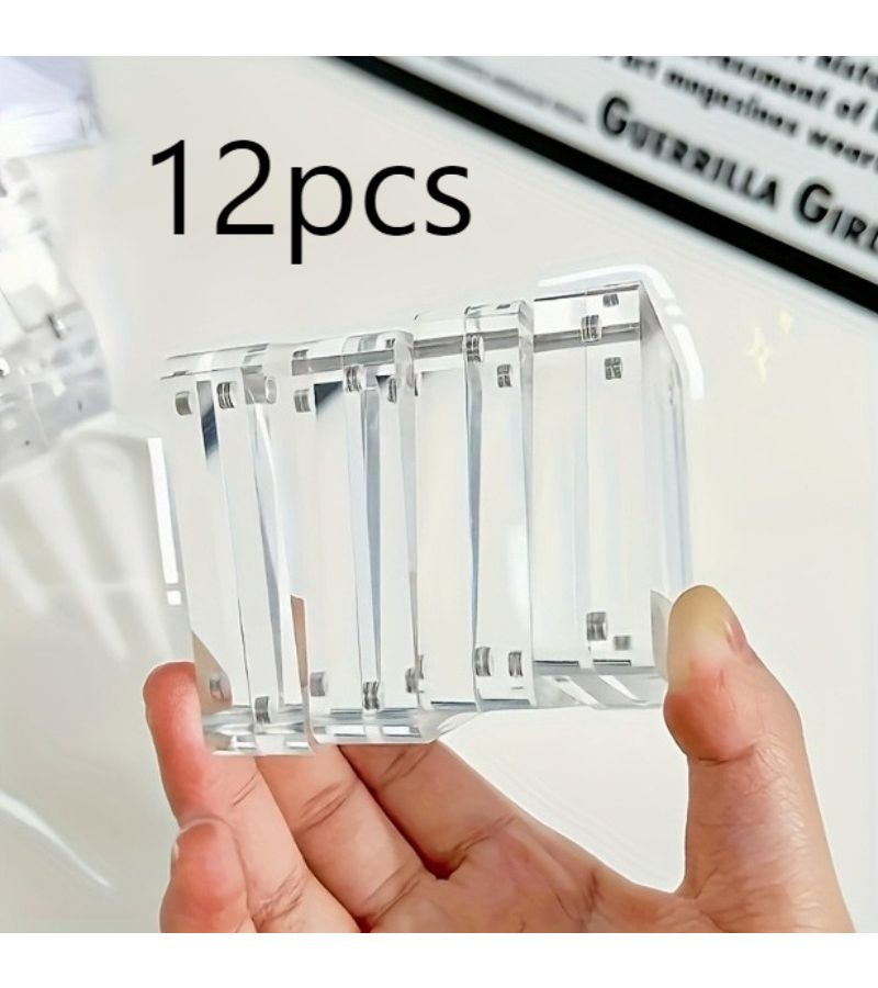 12 Pieces Transparent Rectangular Acrylic Photo Frame 2 36 Inches By 1 57 Inches High End Magnetic Photo Clip Suitable For Desktop Decoration - Image 2