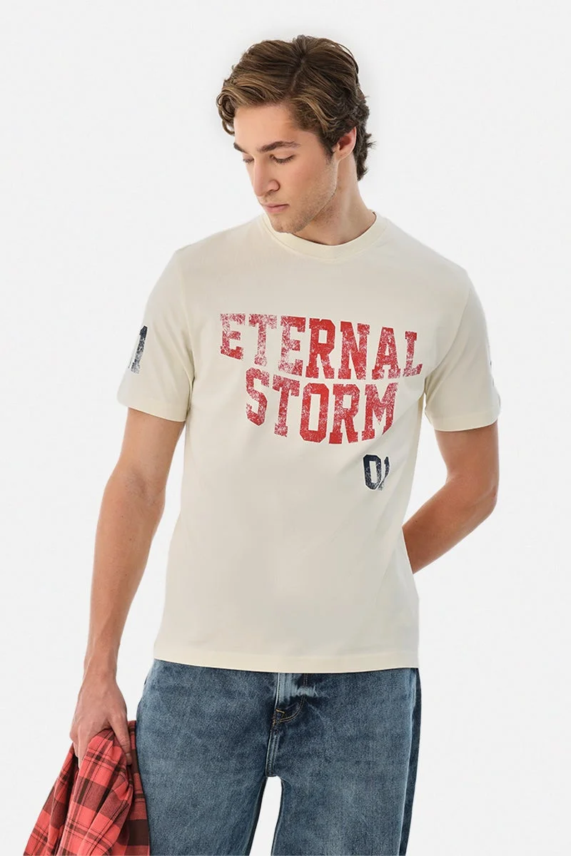 SNITCH 100% Cotton Regular Fit Graphic T-Shirt