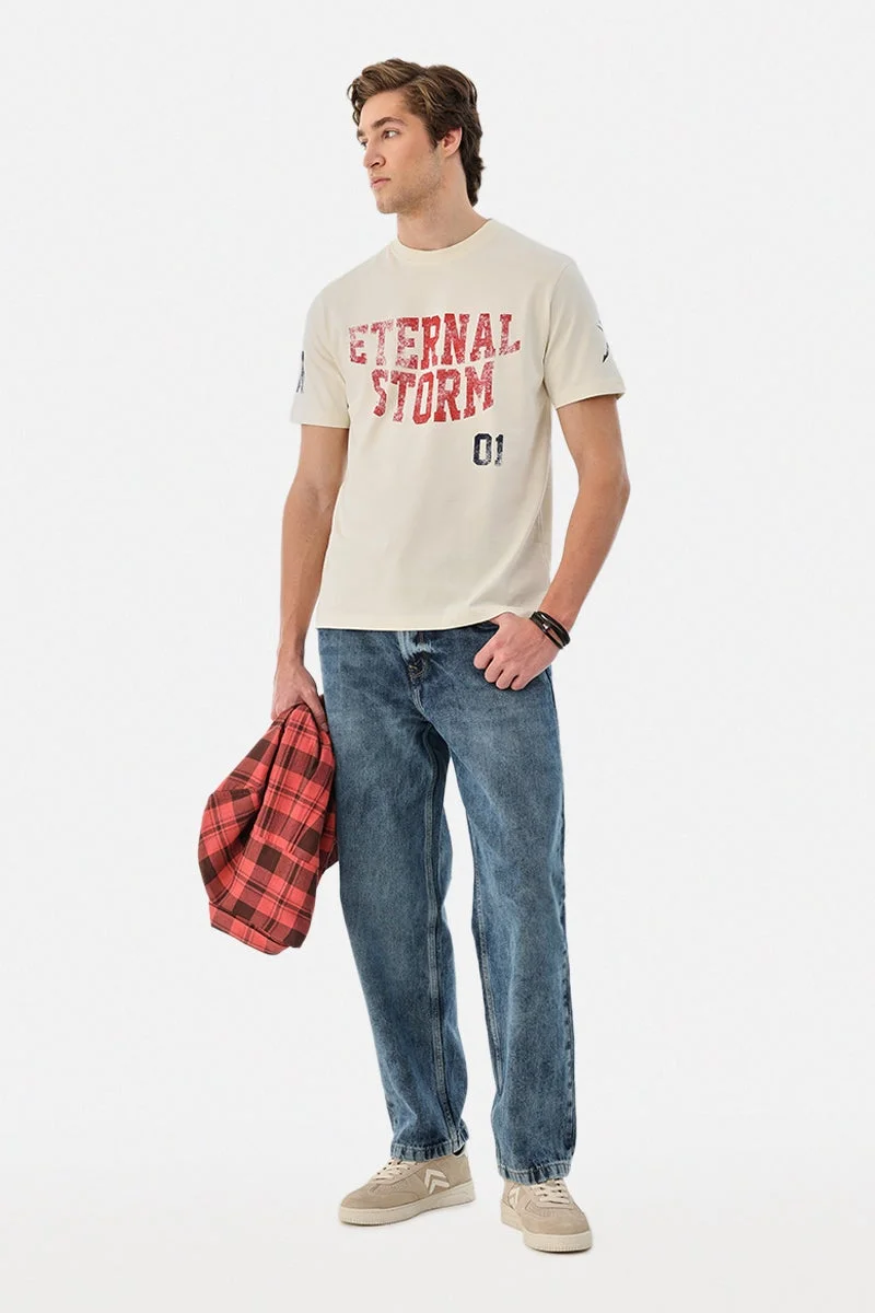 SNITCH 100% Cotton Regular Fit Graphic T-Shirt