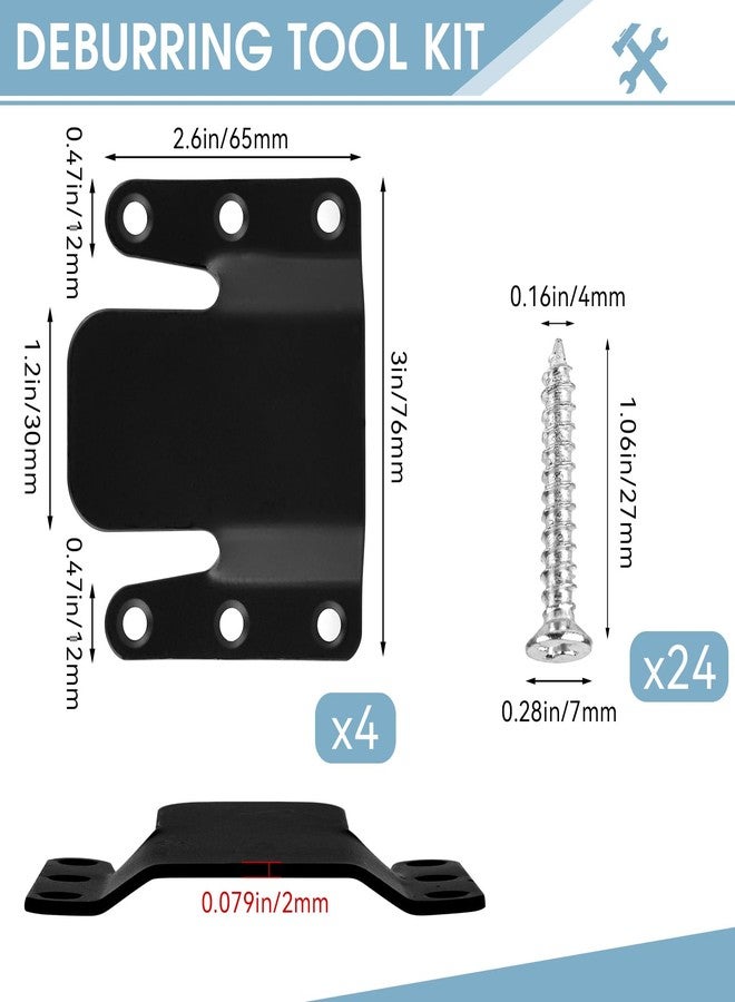 PEASUG Sectional Couch Connectors, Modular Couch Connectors to Make Sectional Stay, Couch Clips for Sectionals, 4 Pcs Furniture Connectors with Screws for Sofa, Recliner, Black - Image 2