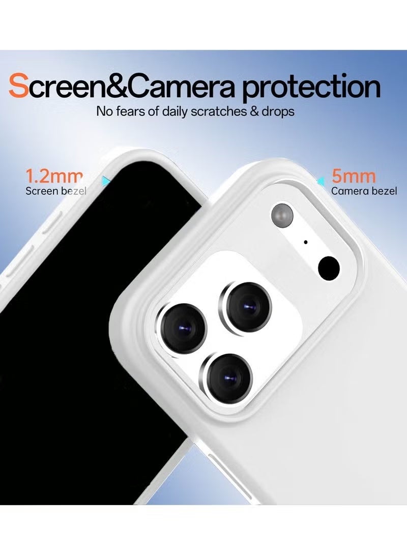 زوم غطاء سيليكون سائل ناعم لهاتف Apple iPhone 17 Pro Max 5G (2025) - غطاء واقٍ كامل الجسم مقاوم للصدمات وذو ملاءمة رفيعة مع بطانة من الألياف الدقيقة المضادة للخدش ولمسة نهائية ناعمة غير لامعة - أبيض (MCRPSN) - Image 4
