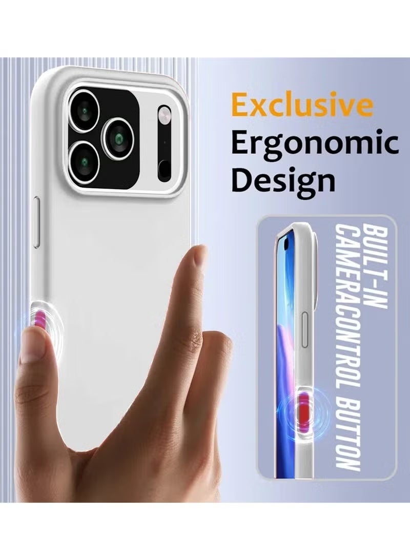 زوم غطاء سيليكون سائل ناعم لهاتف Apple iPhone 17 Pro Max 5G (2025) - غطاء واقٍ كامل الجسم مقاوم للصدمات وذو ملاءمة رفيعة مع بطانة من الألياف الدقيقة المضادة للخدش ولمسة نهائية ناعمة غير لامعة - أبيض (MCRPSN) - Image 5
