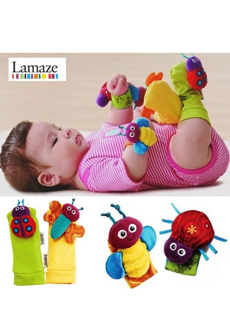 Lamaze Infant Socks and Wrist Rattles Toy Set 4 Pieces Baby Gift Everyday Wear for Newborn Toddlers - Image 1