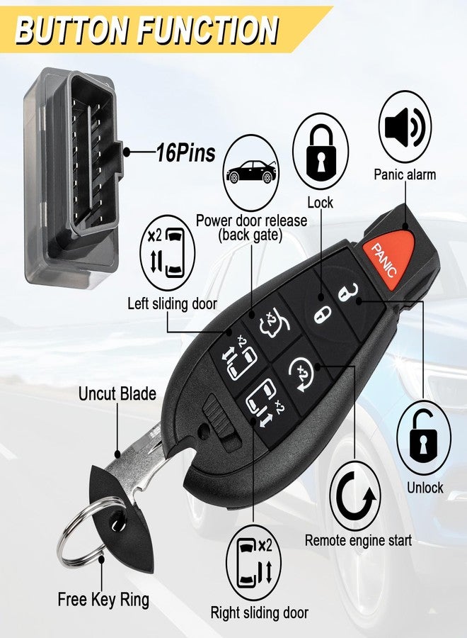 Vurkcy Key Fob Replacement for Chrysler Town and Country Dodge Grand Caravan 2008-2018 Car Keyless Entry Remote Control M3N5WY783X IYZ-C01C - Image 3