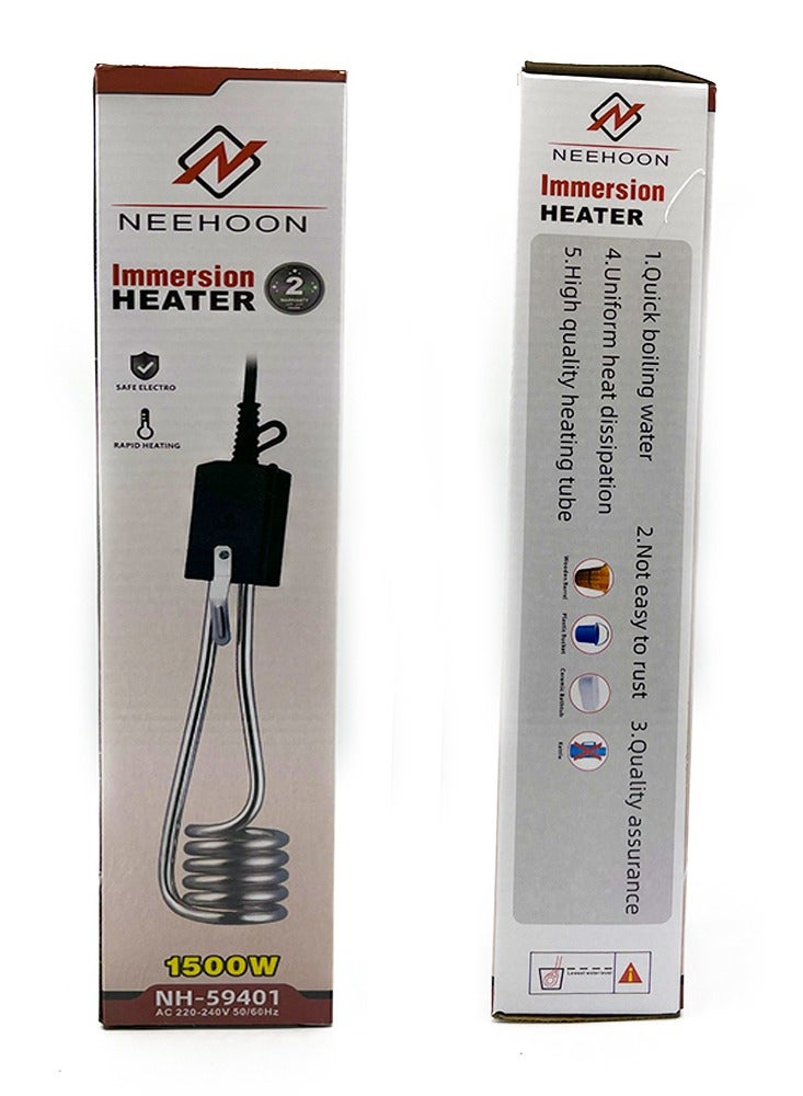 NEEHOON Immersion Boiler Tea, Coffee, and Water Heater with Stainless Steel Guard - 1500W Fast Heating Element, Compact and Portable Electric Immersion Heater for Home, Office, and Travel Use - Image 3