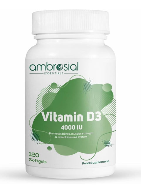 Vitamin D3 4000 Iu (100 Mcg) Vitamin D Tablets For Healthy Bones And Teeth Vitamin D 4000Iu Supports Immunity And Muscle Function 120 Softgels