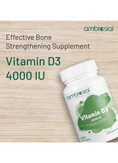 ambrosial Vitamin D3 4000 Iu (100 Mcg) Vitamin D Tablets For Healthy Bones And Teeth Vitamin D 4000Iu Supports Immunity And Muscle Function 120 Softgels  - Image 2
