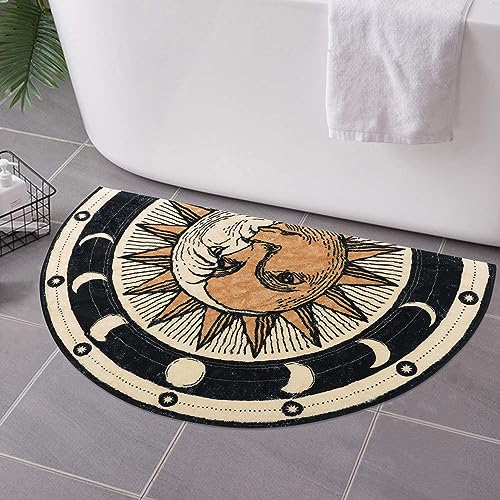 Zoeeya Tarot Sun Moon Bath mat Goth Half Circle Bath MatWitchy Decor Aesthetic Soft Half Circle Rug for BathroomWater Absorbent Bathmat Goth Bath Mat for Shower Halloween Rug 275 173 inch - Image 1