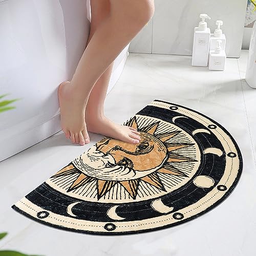 Zoeeya Tarot Sun Moon Bath mat Goth Half Circle Bath MatWitchy Decor Aesthetic Soft Half Circle Rug for BathroomWater Absorbent Bathmat Goth Bath Mat for Shower Halloween Rug 275 173 inch - Image 3