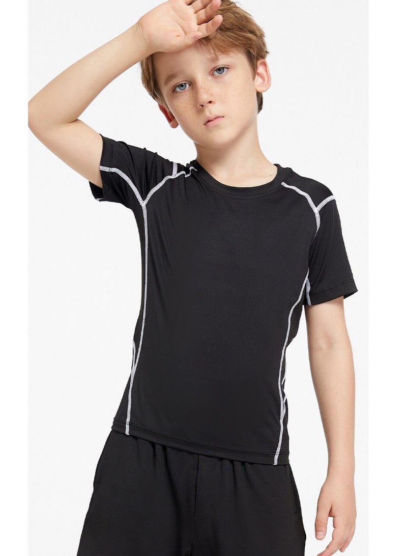 luluesses boy Quick-dry  Short sleeves  T-shirt  Breathable  sportswear  - Image 1