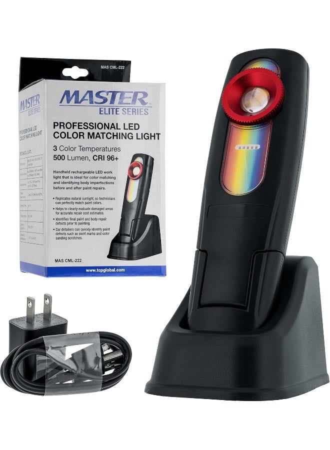 Master Airbrush Master Elite - LED Color Matching Light, 500 Lumen - Exact Paint Color Match, Replicates Natural Sunlight for Perfect Match - 3 Color Temperatures, Handheld Rechargeable Work Light, Bodyshop Repair  - Image 1