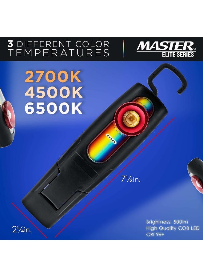 Master Airbrush Master Elite - LED Color Matching Light, 500 Lumen - Exact Paint Color Match, Replicates Natural Sunlight for Perfect Match - 3 Color Temperatures, Handheld Rechargeable Work Light, Bodyshop Repair  - Image 2