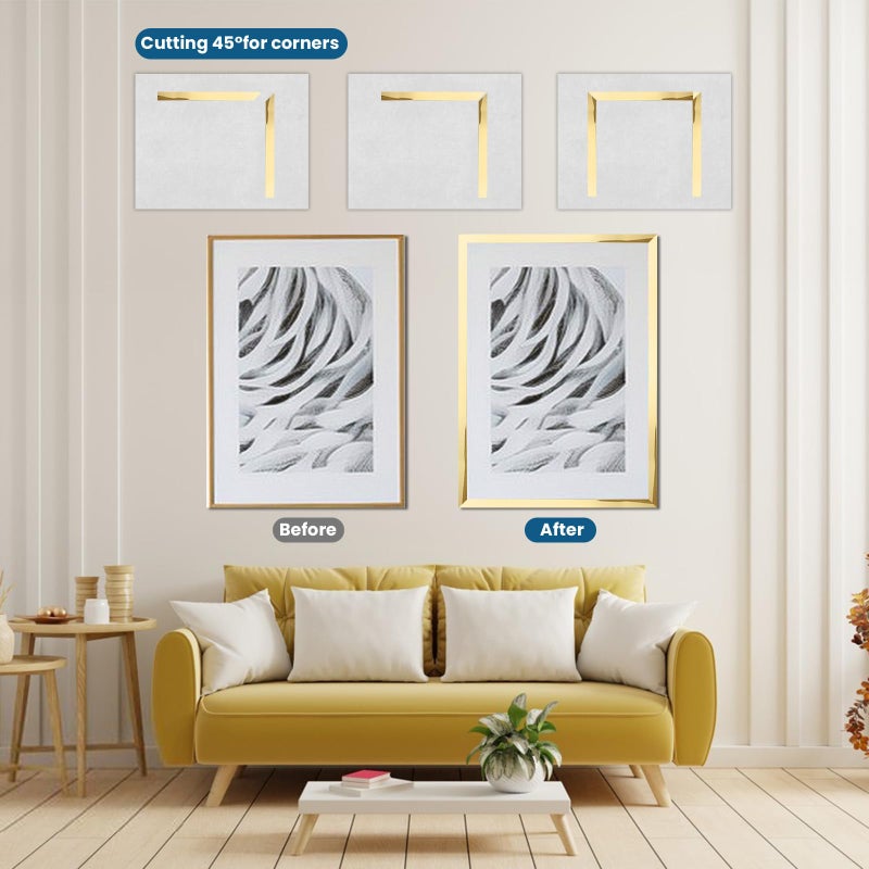 Yskzyz Peel and Stick Molding Trim Waterproof Mirror Tape Border Flexible Wall Trim Molding Self Adhesive for Home Decoration Wall Protection(9.8 Ft) - Image 4