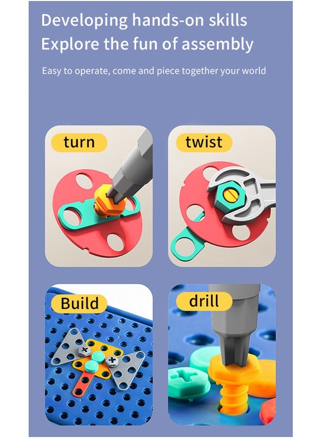 Design Puzzle Constructions Toys Electric Drill Creative Screwdriver Building Take Apart Blocks Educational Set With Storage Box For Kids Girls Boys(450 Pcs)  - Image 4