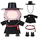Simgoing 17cm Dolls Clothes Outfit Set 5 Pcs Kpop Anime Costume Black Top Hat Hanfu Coat Robe Waist Rope Shoes 17cm Doll Accessories for Display Collection Kpop Singing Fans Gift - Image 2