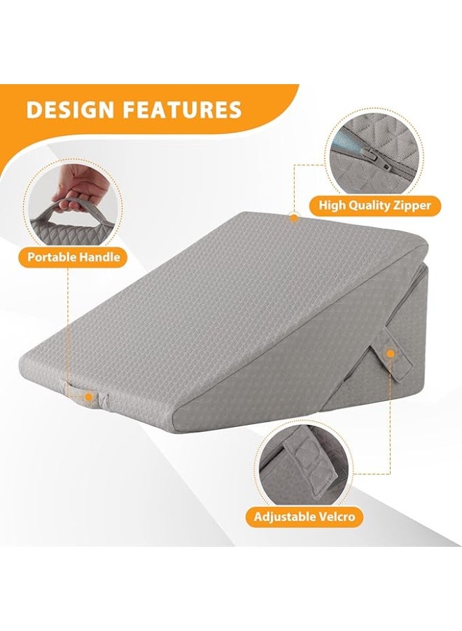 Adjustable Memory Foam Bed Wedge Pillow 7-in-1 for Sleeping, Back & Leg Support, Ergonomic Triangle Cushion for Acid Reflux, Snoring & Reading - Image 5