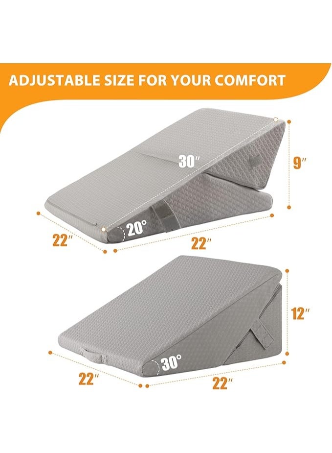 Adjustable Memory Foam Bed Wedge Pillow 7-in-1 for Sleeping, Back & Leg Support, Ergonomic Triangle Cushion for Acid Reflux, Snoring & Reading - Image 3