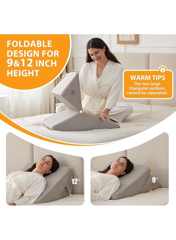 Adjustable Memory Foam Bed Wedge Pillow 7-in-1 for Sleeping, Back & Leg Support, Ergonomic Triangle Cushion for Acid Reflux, Snoring & Reading - Image 4