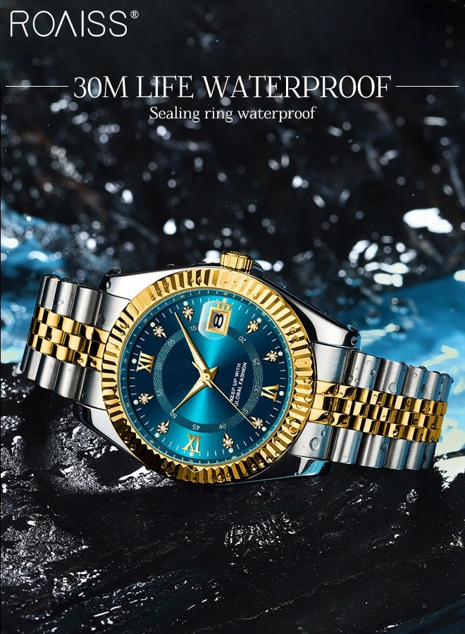 roaiss Light Luxury Quartz Couple Watch, Analog Display Round Dial with Date Window, Luminous Waterproof Classic Fashion Wristwatch, as Gift for Men and Women - Image 5