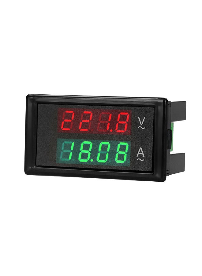 AC 80-300V 100A Digital Voltmeter Ammeter Amperage Tester Gauge Green Red LED Amp Dual Display AC Panel Current Meter Tester with Current Transformer