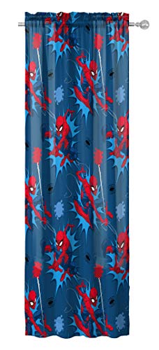 Jay Franco Kids Window Drapes - 4 Piece Curtain Set Includes 2 Tiebacks, Beautiful Bedding Room Décor and Easy Set Up, Blue - Spiderman, 63 Inch - Image 3