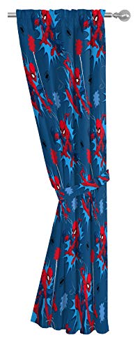 Jay Franco Kids Window Drapes - 4 Piece Curtain Set Includes 2 Tiebacks, Beautiful Bedding Room Décor and Easy Set Up, Blue - Spiderman, 63 Inch - Image 4