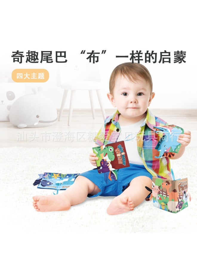 Tiibaby Baby Early Education Cognition Baby Cloth Book Toy Ring Paper Can't Tear Jungle Marine Animal Stereo English Palm Book - Image 4