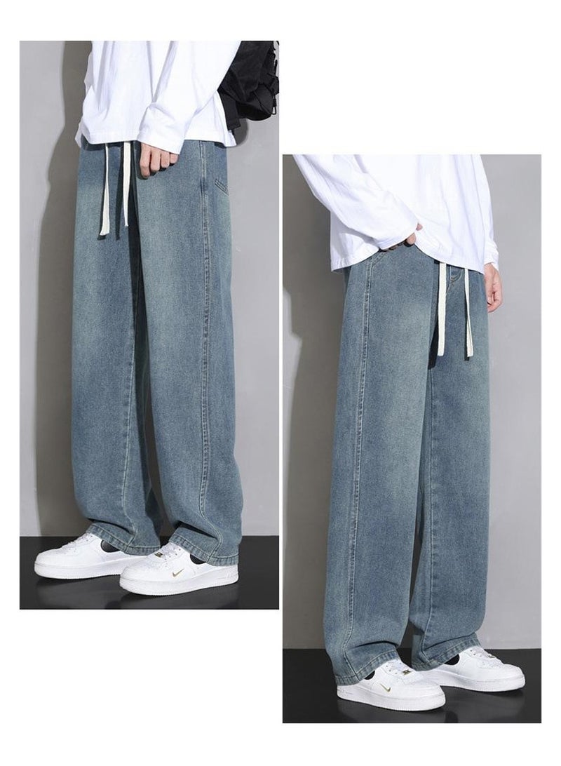 Fashionable Men's Loose Straight Leg Jeans, Wide Leg Casual Pants  - Image 3