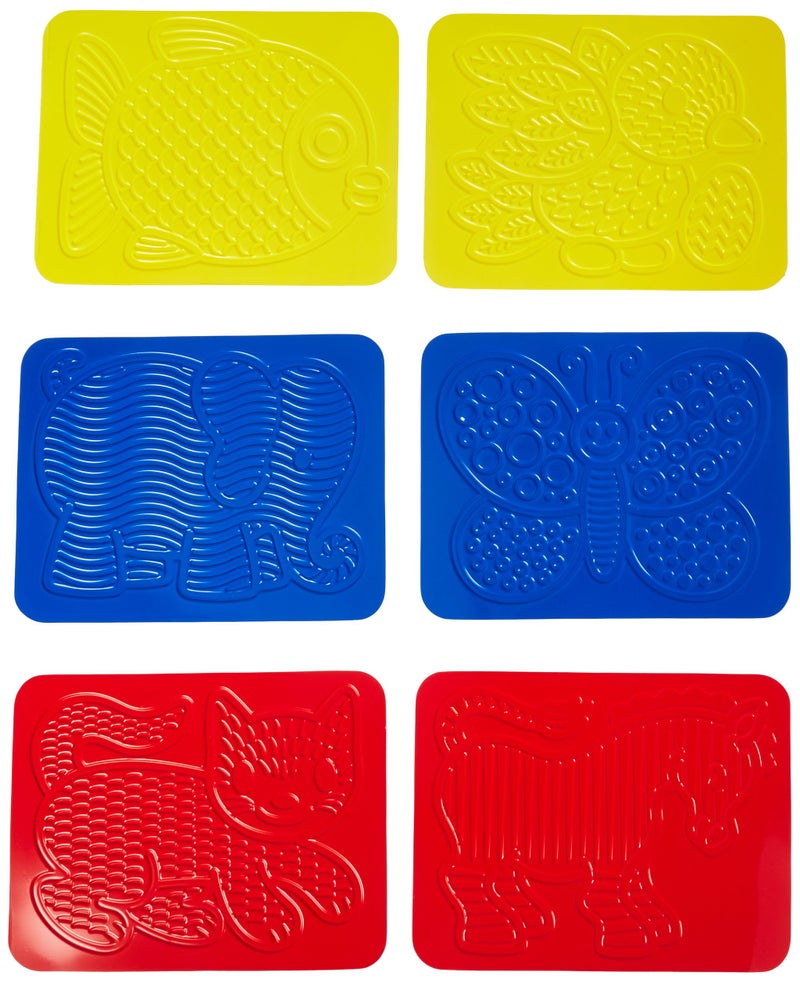 Roylco Junior Animal Rubbing Plates with Guide, 8.5" x 11", Set of 6