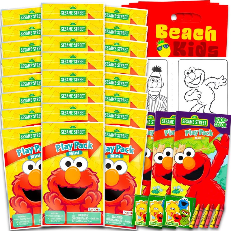 Bendon Elmo Mini Party Favors Set - Bundle with 24 Elmo Play Packs with Coloring Pages and More | Sesame Street Party Supplies - Image 1