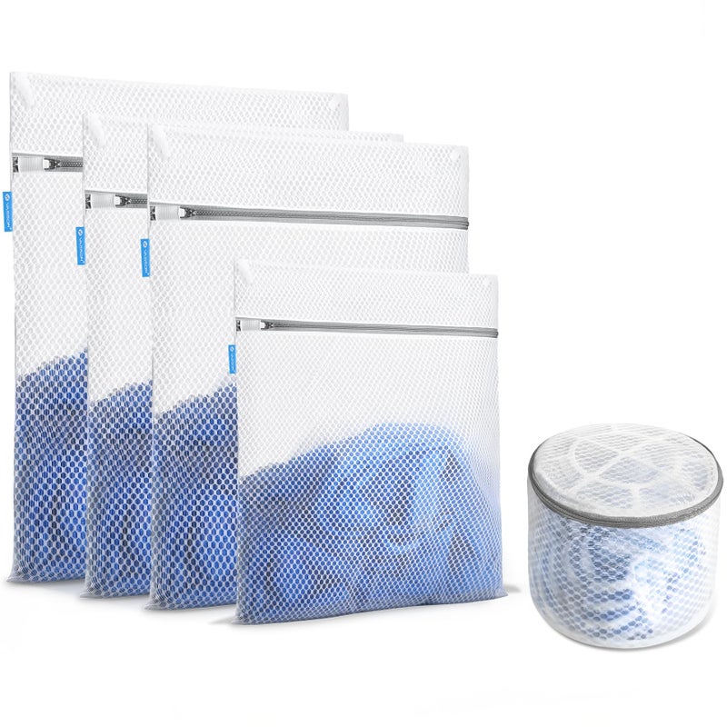 VASSON Premium Mesh Laundry Bags for Delicates with Auto-Lock Zipper - Durable Washing Bag Set for Blouse, Hosiery, Underwear, Bra, and Shoes (5-Piece Set (All-Purpose)) - Image 1