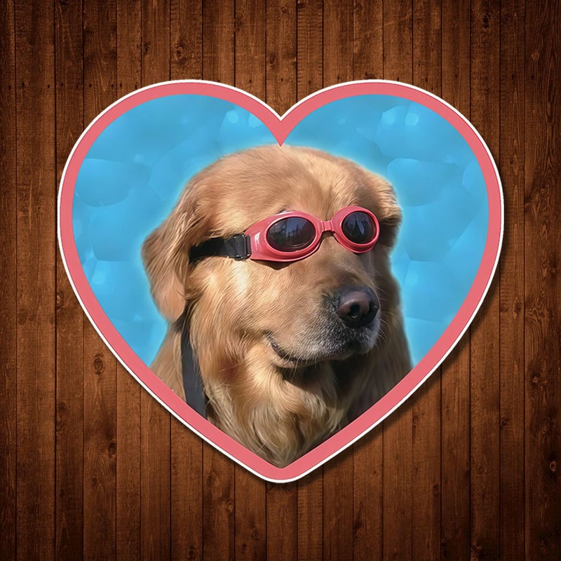 3 Inch Multicolor Dog Heart PVC Sticker For Laptop Water Bottle Luggage - Image 1