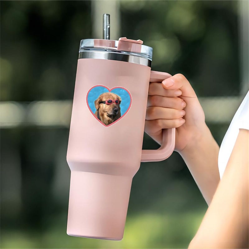 3 Inch Multicolor Dog Heart PVC Sticker For Laptop Water Bottle Luggage - Image 5