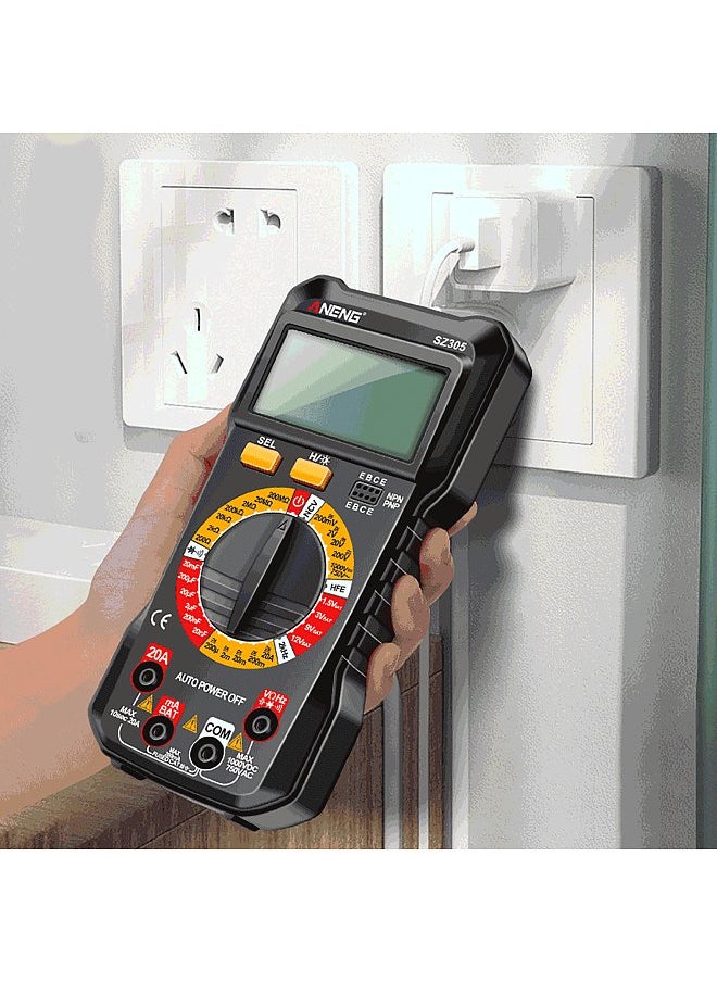 SZ305 Multimeter Capacitor Testers Professional 1999 Counts Smart Voltmeter Ohm Meter Fast Accurately Measures Voltage Current Resistance Capacitor Frequency Diode hFE